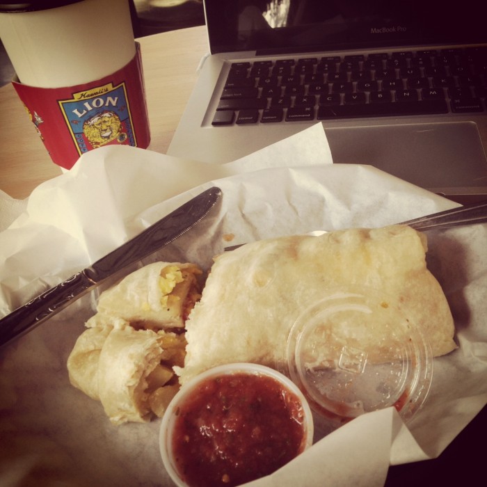 LION Coffee breakfast burrito