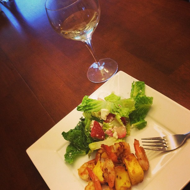 Glazed Pineapple Shrimp & Strawberry Feta Salad