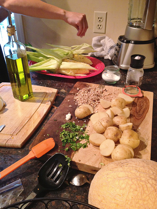 This is how our friends Danielle and Matt prep for a dinner party. They don't play.
