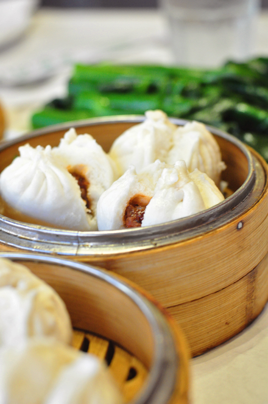 Steamed barbecue pork buns.